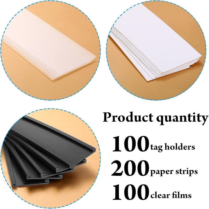 Outus 100 Pieces Magnetic Label Holders Labels Racks with Magnets Magnetic Data Card Holders with Protective Films and Replacement Strips for Shelf Bin (1 x 3 Inch) - Image 3