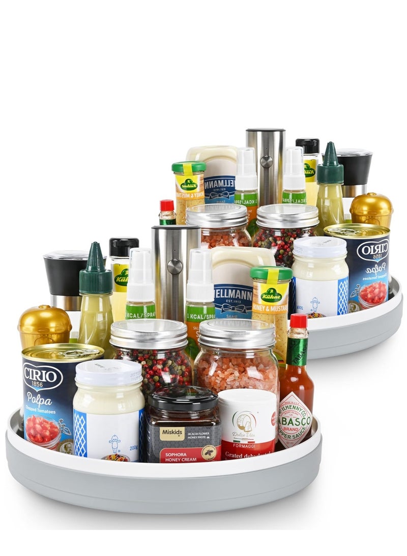 KASTWAVE منظم دوار لذيذ - صينية دوارة 12 بوصة لتخزين التوابل والصلصات - تنظيم المطبخ والثلاجة مع حاوية تخزين للثلاجة والمخزن والخزائن - عبوة 2 - Image 1