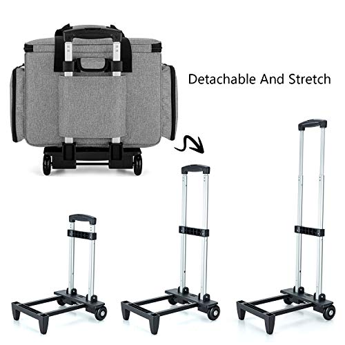 LUXJA Sewing Machine Case with Detachable Dolly, Rolling Sewing Machine Tote with Removable Bottom Pad (Fits for Most Standard Sewing Machines), Gray (Patented Design) - Image 5