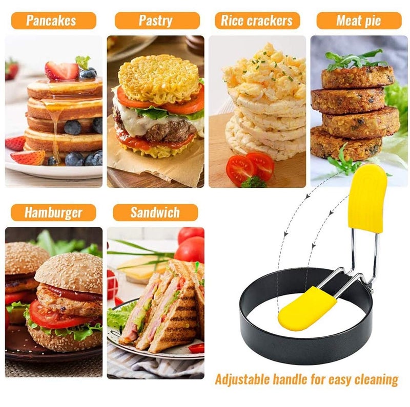 Clovis Egg Ring for Frying Eggs and English Muffin Round Egg Shaper Mold with AntiScald Handle Stainless Steel NonStick Egg Cooker Ring Pack of 4 - Image 5