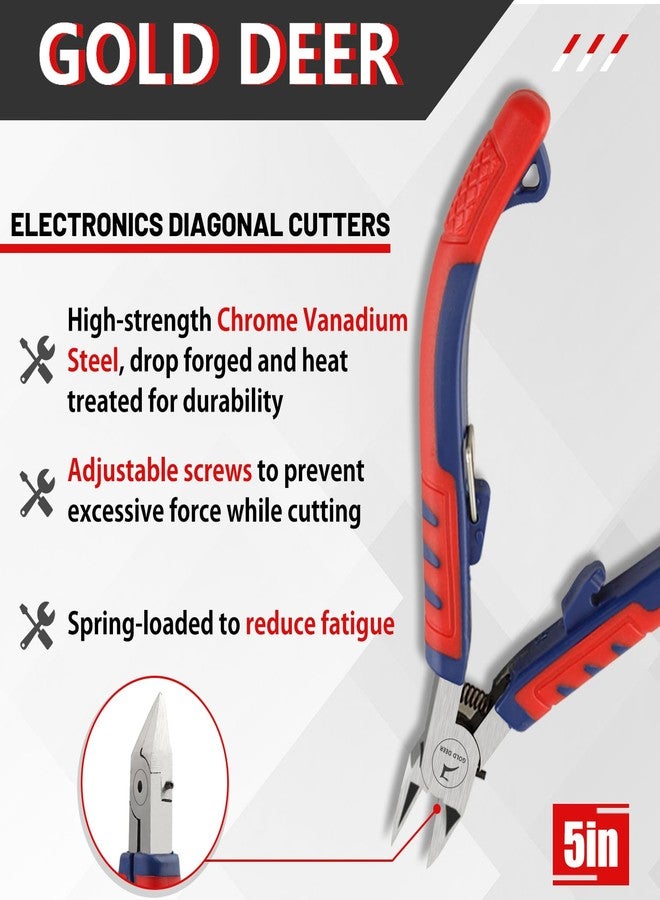 GOLD DEER Side Cutting Pliers Ultra Sharp Electronics Pliers Model Cutter Side Cutter Diagonal Wire Cutting Pliers Flush Cutters Wire Snips Clippers For Cut Electronics Wires Jewelry Diy - Image 2