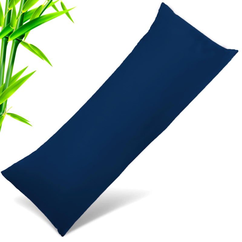 TELUS Body Cooling Pillow Cases Cover Bamboo Rayon Pillowcases with Zipper Closure Cool and Breathable Pillow Case for Hot Sleepers and Night Sweats 20x54 inches Navy Blue