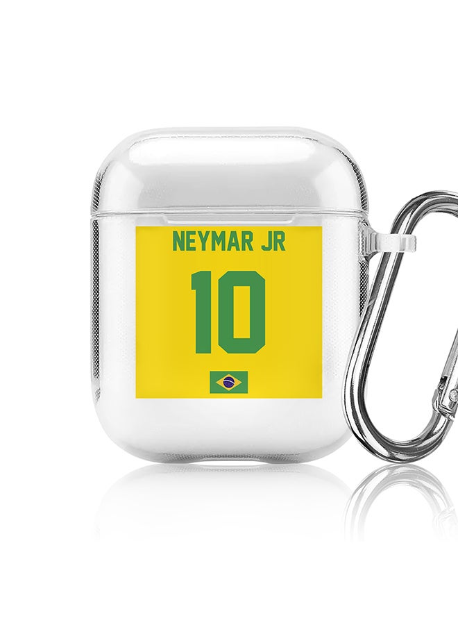 Stylizedd Classic Clear printed Case for Apple Airpods 2 / 1 Soft TPU Gel Thin Transparent Flexible Cover - Football Team - Brazil, Player Name - Neymar Jr - Image 1