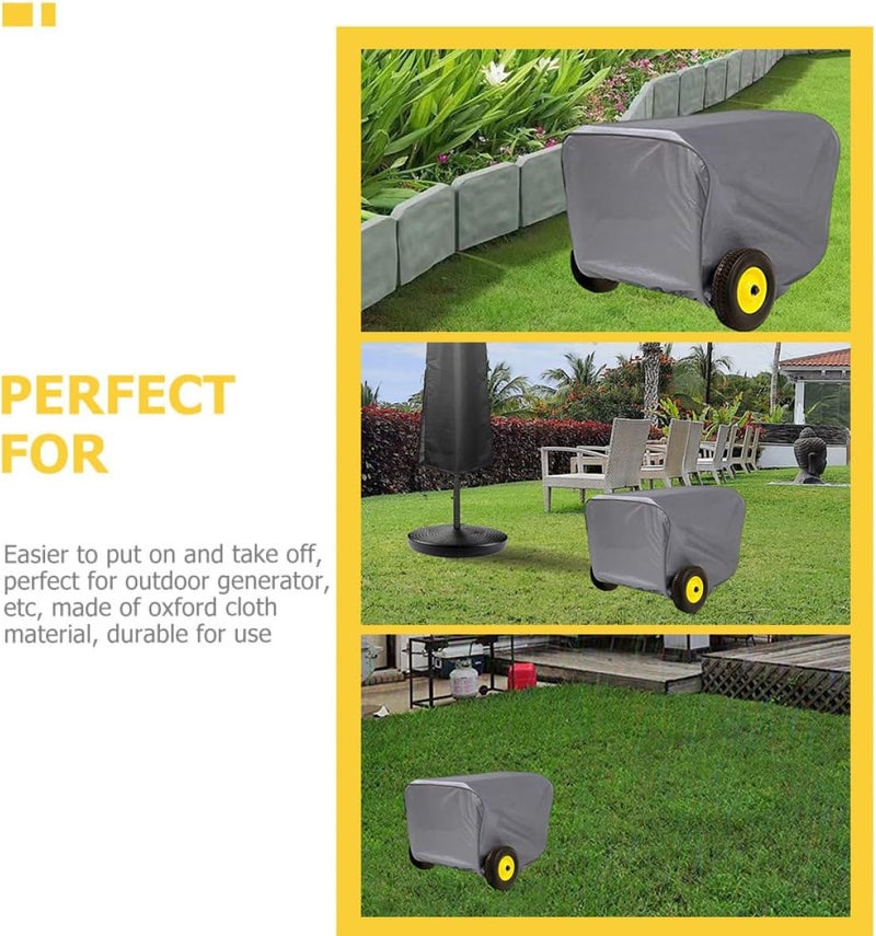 SOLUSTRE Small Generator Protective Cover Waterproof Weather-resistant Gray 63.5x60x51.5cm Outdoor Portable Generator Dustproof Shelter - Image 3