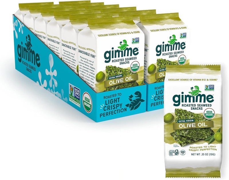 Gimme وجبات خفيفة من الأعشاب البحرية المحمصة العضوية مع زيت الزيتون - Image 1