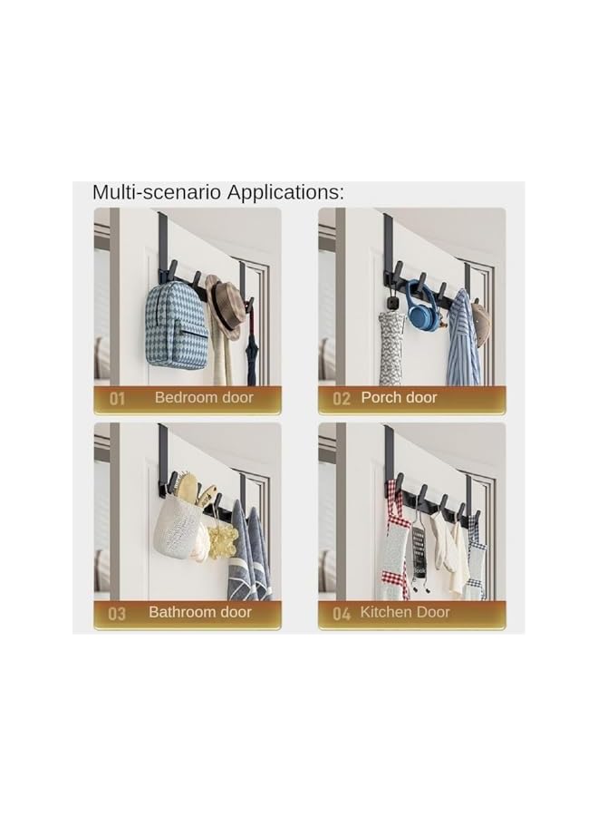 PROMASS Over The Door Hooks, Door Hanger Hooks for Hanging, Over The Door Towel Racks for Bathroom with 5 Coat Hooks, Over The Door Hanger, Coat Rack Hat Rack Over The Door Organizer (Matte Black) - Image 2