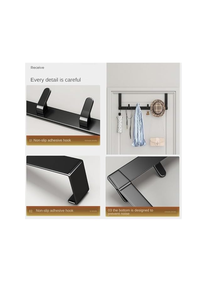 PROMASS Over The Door Hooks, Door Hanger Hooks for Hanging, Over The Door Towel Racks for Bathroom with 5 Coat Hooks, Over The Door Hanger, Coat Rack Hat Rack Over The Door Organizer (Matte Black) - Image 3