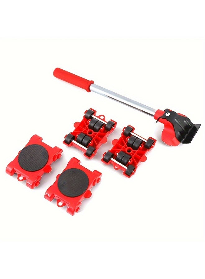 5pcs Heavy Duty Moving Set - Furniture Lift & Roller Tool with Pulley Base for Easy Rearrangement of Large Items - Image 3