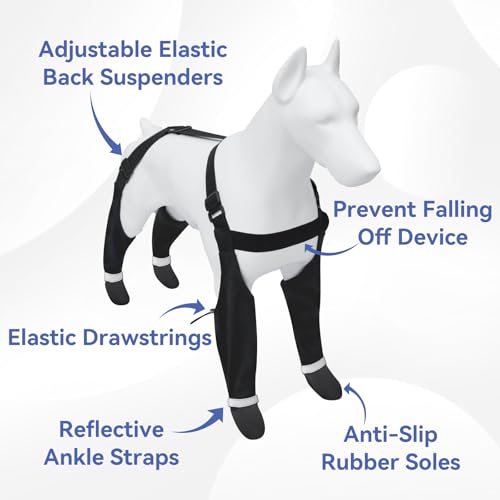BillionChains Dog Boots with Adjustable Suspender, Anti-Slip Dog Shoes, Waterproof Paw Protector for Rainy, Snowy, Hot Pavement, S - Image 4