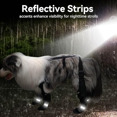 BillionChains Dog Boots with Adjustable Suspender, Anti-Slip Dog Shoes, Waterproof Paw Protector for Rainy, Snowy, Hot Pavement, S - Image 3