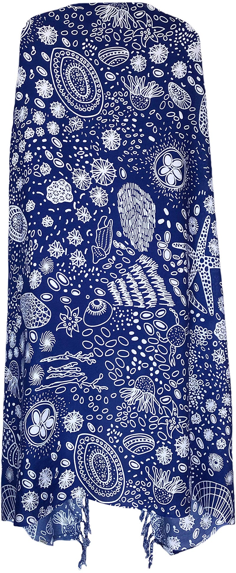 GENESIS Sarong Wrap From Bali Your Choice of Design Beach Cover Up (Seashells Blue) - Image 2