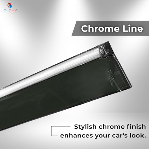 CAR SAAZ Unbreakable Chrome Smoke Door Visor for Omni (2017-2020) | Premium Sun, Rain Wind Deflector Chrome Strip Side Door Rain Visor – Set of 6 Pcs - Image 5