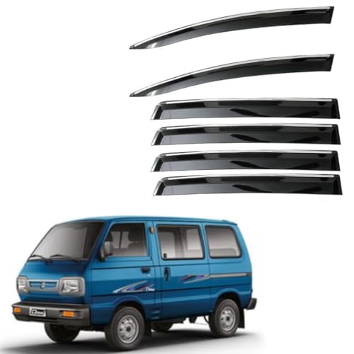 CAR SAAZ Unbreakable Chrome Smoke Door Visor for Omni (2017-2020) | Premium Sun, Rain Wind Deflector Chrome Strip Side Door Rain Visor – Set of 6 Pcs - Image 1