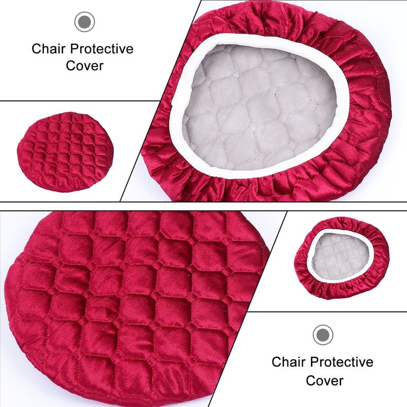 Elastic Red Stool Cover, Stretchy Chair Seat Protector Cushion, Washable Cotton Chair Protector for Home and Barstool Use - Image 3