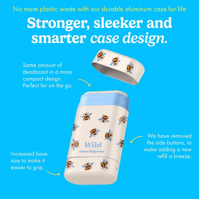 Wild - The Full Monty Aluminum Free Deodorant Starter Kit for Women - Refillable Stick Deodorant Bee Print Case & Zero Plastic Vegan Refills in a Variety of Scents 5 x 1.4oz - Long Lasting Protection - Image 4