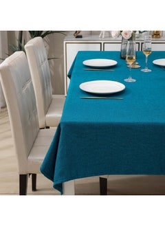 HOKIPO HOKIPO IN361-BLU Poly Jute Solid Rectangular 4 Seater Dining Table Cover Cloth 40X60 Inches, Blue,Pack of 1  - Image 2