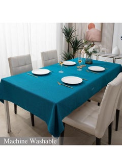 HOKIPO HOKIPO IN361-BLU Poly Jute Solid Rectangular 4 Seater Dining Table Cover Cloth 40X60 Inches, Blue,Pack of 1  - Image 4