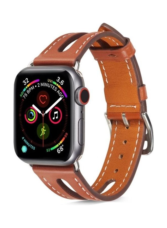 NIBEMINENT Replacement Watchbands For Apple Watch Series 7 45mm/6 & SE 5 4 44mm/3 2 1 42mm Brown - Image 4