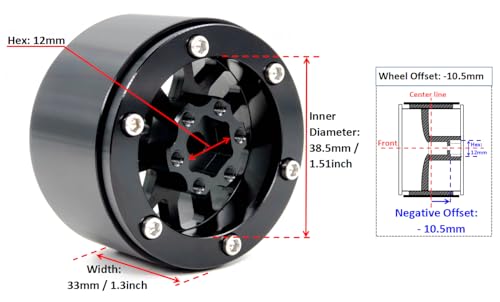 HOBBYSOUL 4pcs 19 Beadlock Wheels 105mm Negative Offset Rims 33mm Wide for RC 110 Crawler TRX4 SCX10 Gen8 Upgrades - Image 5