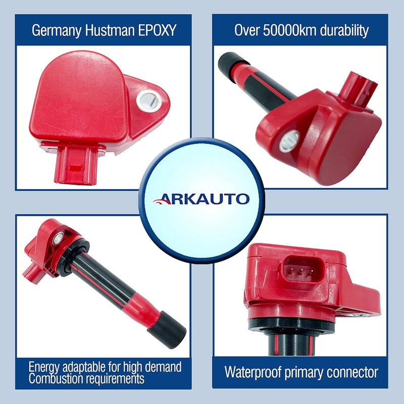 ARKAUTO 6PCS High Energy Red Top Ignition Coil for Acura and Honda - Image 2