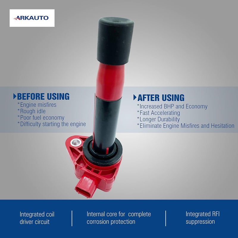 ARKAUTO 6PCS High Energy Red Top Ignition Coil for Acura and Honda - Image 3