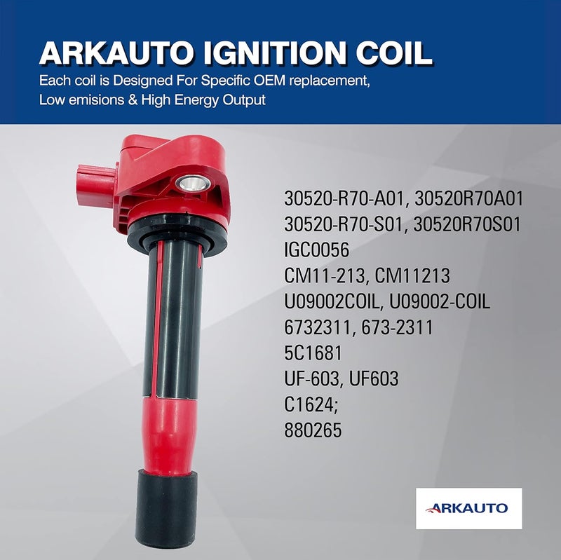 ARKAUTO 6PCS High Energy Red Top Ignition Coil for Acura and Honda - Image 4