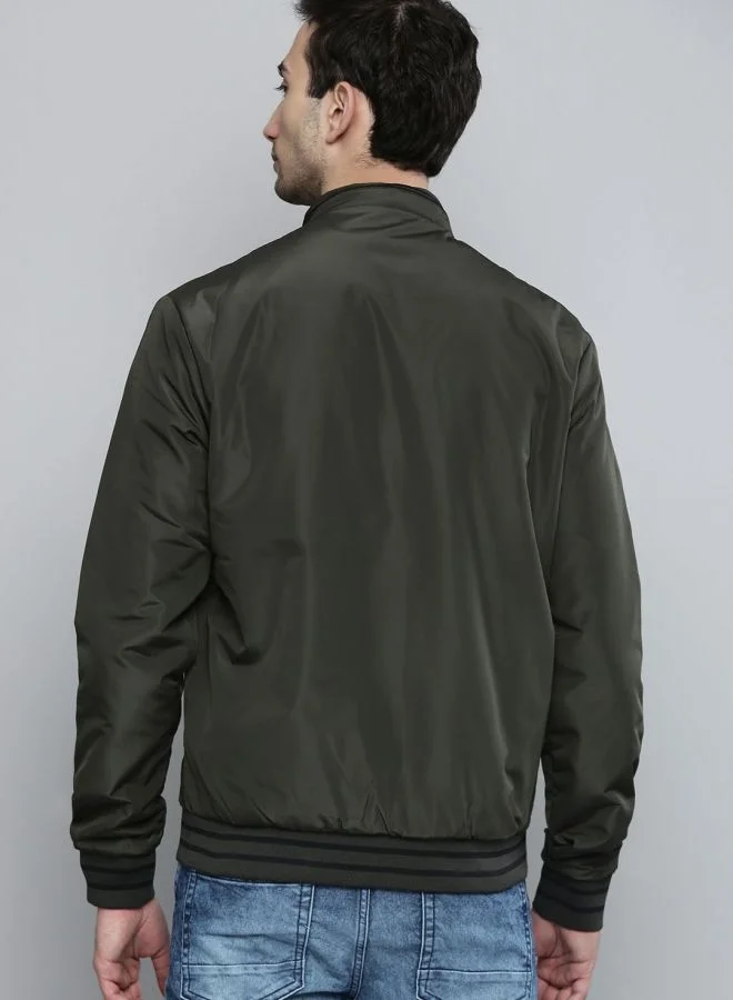ذا انديان كراج كو The Indian Garage Co Men Slim Fit Solid High Neck Long Sleeves Jacket