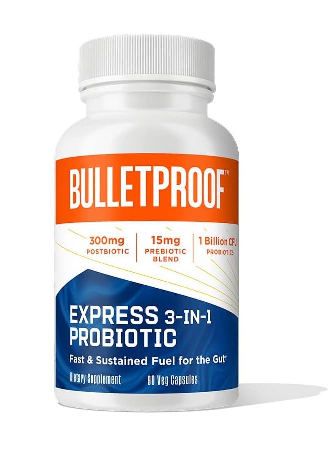 Bulletproof Express 3-in-1 Probiotic, 90 Count, Supplement for Fast and Sustained Gut Health 
