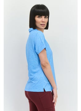 PUMA Women Sportswear Fit Short Sleeve Training Polo Shirt, Light Blue  - Image 4