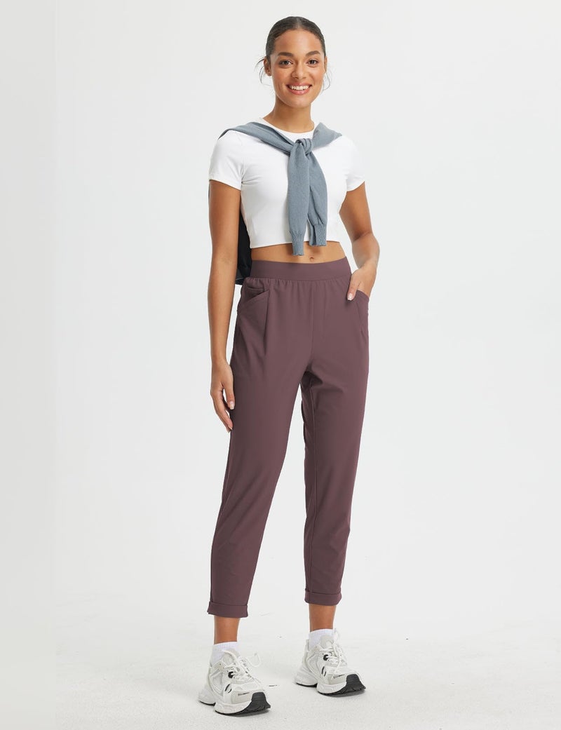 baleaf Womens Travel Pants Petite Stretchy Work Pants Business Casual Slacks Golf Pants Dressy with Pockets Brown S - Image 3