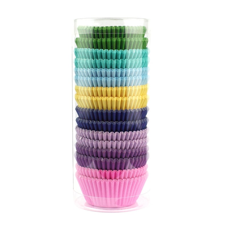 xlloest Xlloest Mini Cupcake Liners Muffin Wrappers Rainbow Bright Baking Cups Paper 400 Pack 