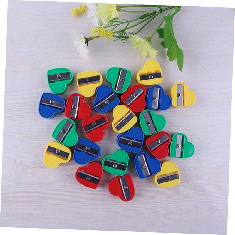 40Pcs Colored Pencil Sharpeners for Manual Heart Shaped Single Hole Stationery Bright Mini Sharpeners with Cutter Compact and Portable for School and Home Use - Image 5