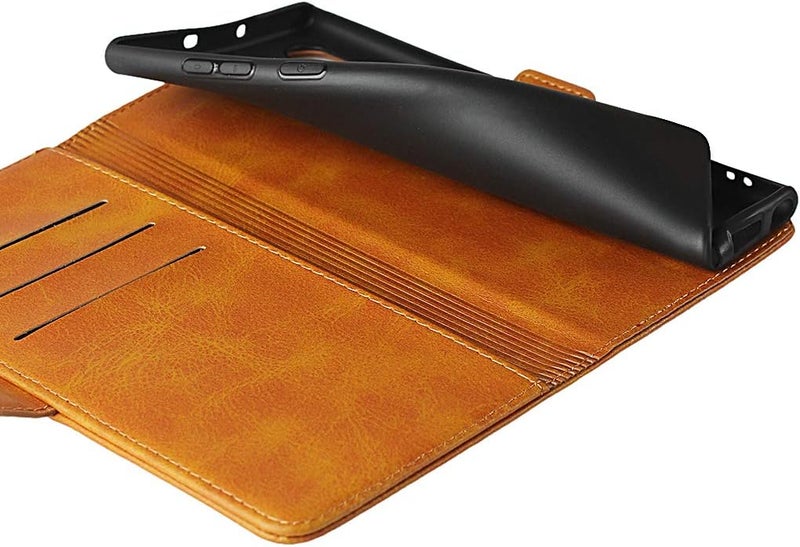 iCoverCase for Samsung Note 10 Plus Case, PU Leather Wallet Case with Card Holder [Built-in Magnet] Shockproof Protective Flip Cover for Samsung Galaxy Note 10 Plus - Light Brown - Image 4