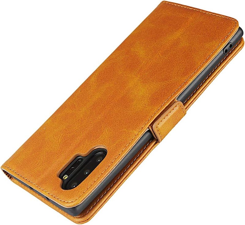 iCoverCase for Samsung Note 10 Plus Case, PU Leather Wallet Case with Card Holder [Built-in Magnet] Shockproof Protective Flip Cover for Samsung Galaxy Note 10 Plus - Light Brown - Image 5