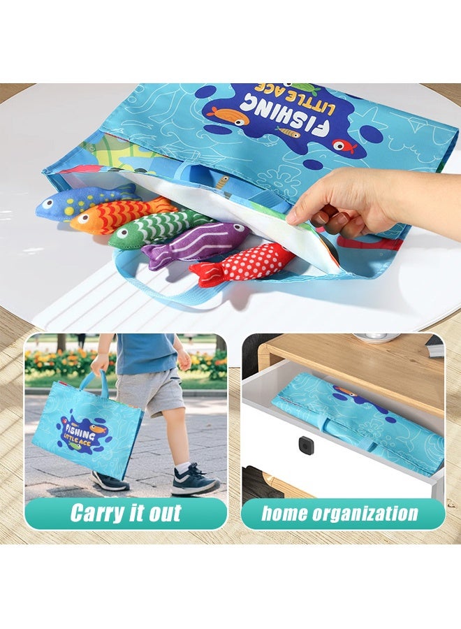Toddler Toys Montessori Toys- Cloth Fishing Game for Toddler 1-3 with Stacking Cups - Number Counting, Color Sorting Learning for 1 Year Old Boy Girl Birthday Gift - Image 2