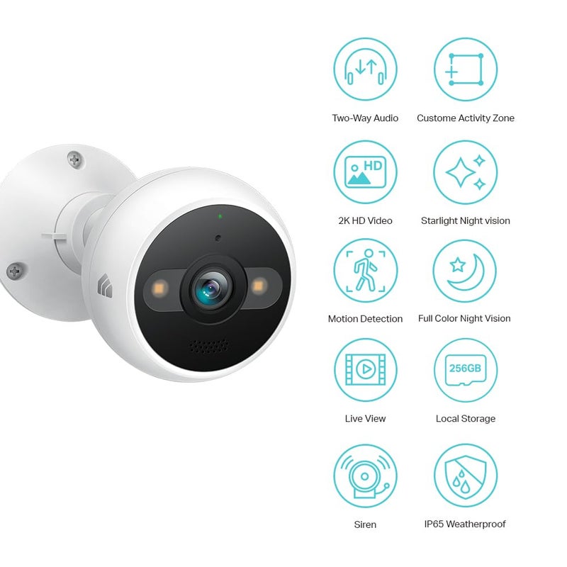 Kasa Smart 2K QHD Security Camera Outdoor Wired, IP65, Starlight Sensor & 98Ft Night Vision, Motion/Person Detection, 2 Way Audio w/Siren, Cloud/SD Card Storage, Alexa &Google Home Compatible(KC420WS) - Image 2