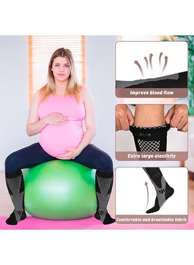 ليمون 3 أزواج من جوارب الضغط الرياضية للرجال والنساء، جوارب ضغط للممرضات للسفر في حالة الوذمة (أبيض، أزرق، أسود) - Image 5