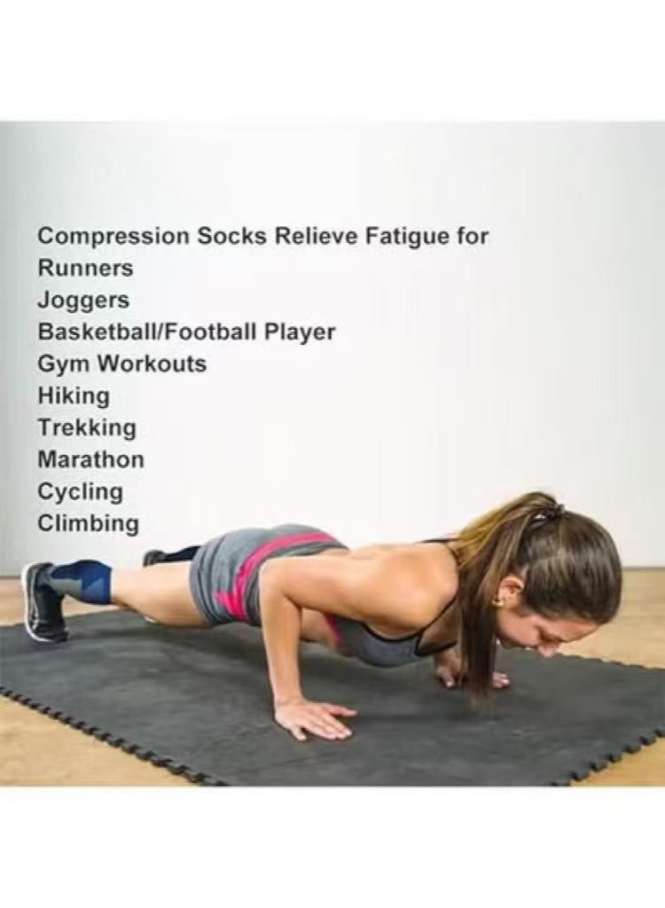 ليمون 3 أزواج من جوارب الضغط الرياضية للرجال والنساء، جوارب ضغط للممرضات للسفر في حالة الوذمة (أبيض، أزرق، أسود) - Image 3