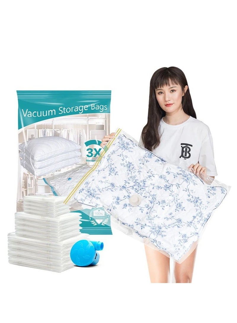 MOCOM Super Saver Vacuum Storage Bags 9-Pack for Comforters, Blankets, Clothes, Pillows, Travel Space Saver Seal Bag Hand Pump Included - 9 Pack - Image 3