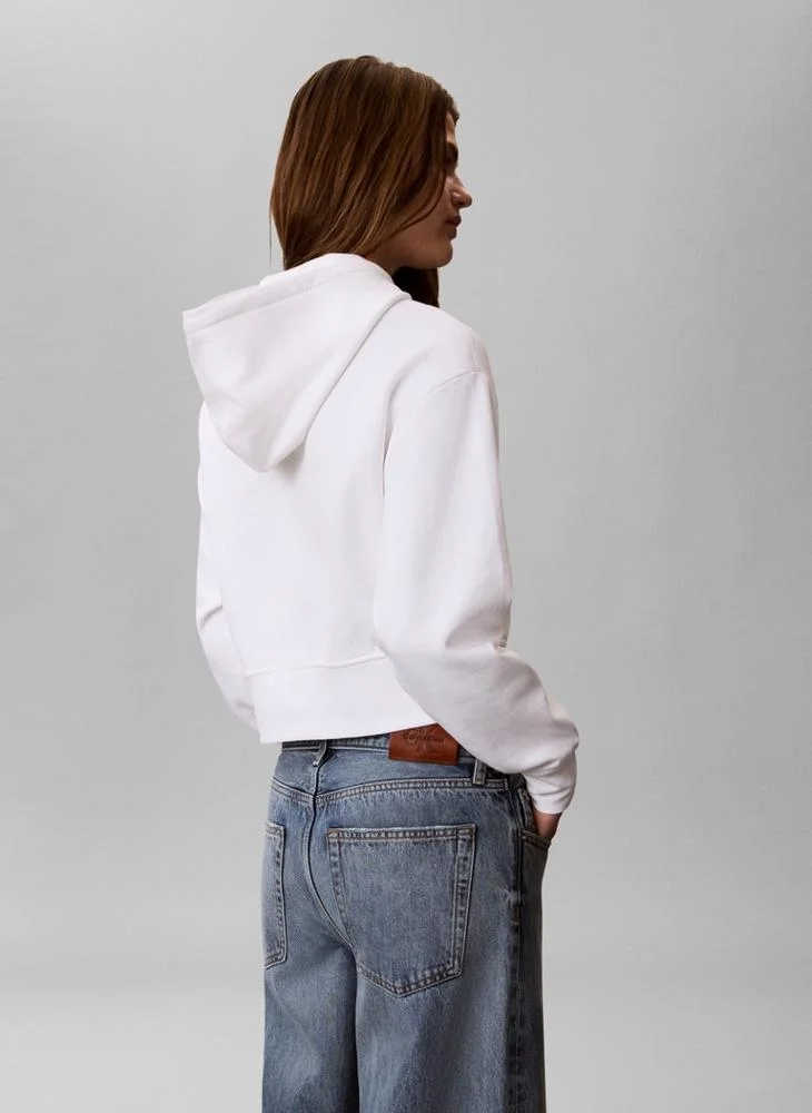 Calvin Klein Jeans Logo Graphic Cropped French Terry Hoody