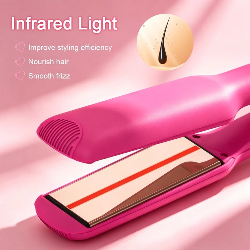 MADAMI Infrared Titanium Hair Straightener 1.5 Inch Wide Floating Plate Flat Iron Adjustable Temp Dual Voltage Travel Hair Styling Tool - Image 3