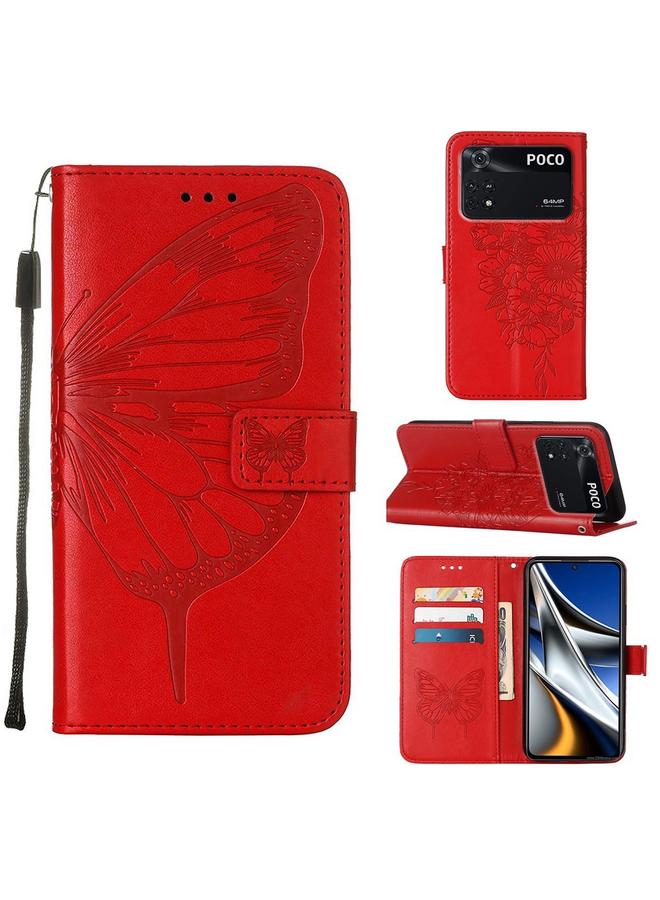 Case For Xiaomi Poco M4 Pro 4G Embossed Butterfly Leather Phone Case