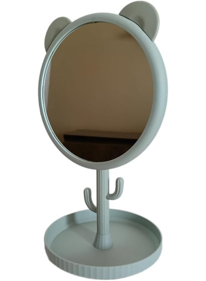 Tabletop Makeup Mirror with Cactus Stand and Makeup Organizer Base. - Image 1
