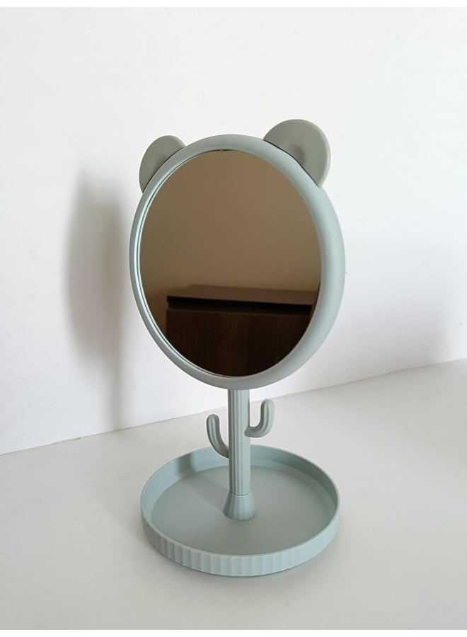 Tabletop Makeup Mirror with Cactus Stand and Makeup Organizer Base. - Image 3