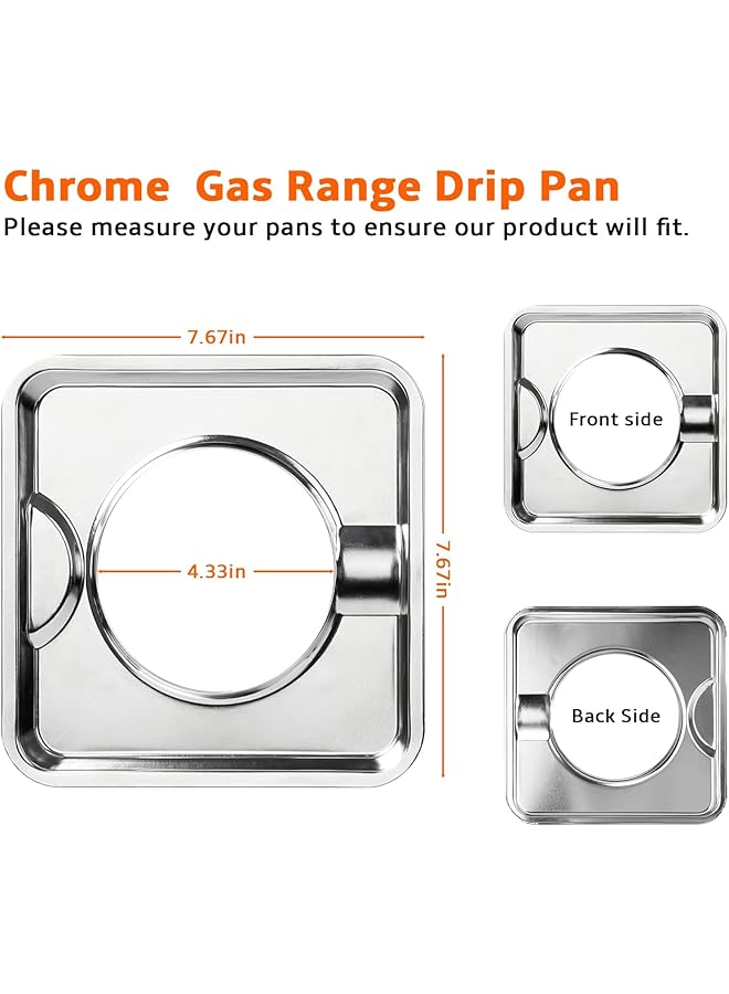 إيروريكس مجموعة من 4 أغطية بديلة لحوض التنقيط لموقد الغاز لسهولة التنظيف، مقاس 7.65 × 7.65 بوصة، لمسة نهائية من الكروم - Image 2