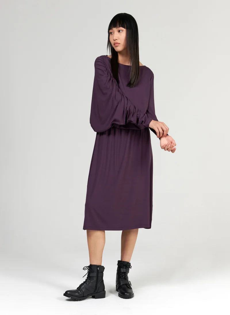 Asymmetric Batwing Sleeve Dress