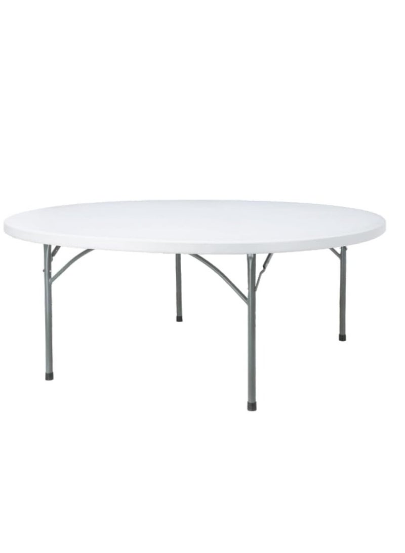 Generic Portable round table with a diameter of 180 cm, white top and steel frame - Image 1