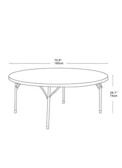 Generic Portable round table with a diameter of 180 cm, white top and steel frame  - Image 2