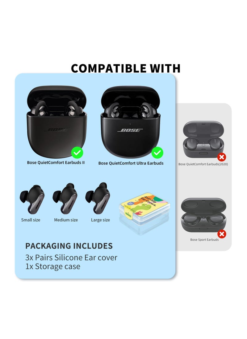 SYOSI - 3 Pairs Silicone Ear Tips Covers for Bose QuietComfort Earbuds II, Anti Slip Wingtips Silicone Sport Ear Tips Replacement Ear Tips Protective Silicone Tips Scratch Resistant Silicone Tips for Bose - Image 1
