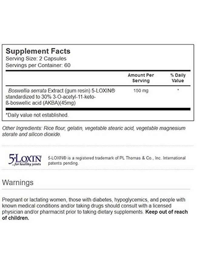 Vitacost Brand Vitacost Synergy 5Loxin®Akba Boswellia Extract 150 Mg Per Serving 120 Capsules  - Image 3